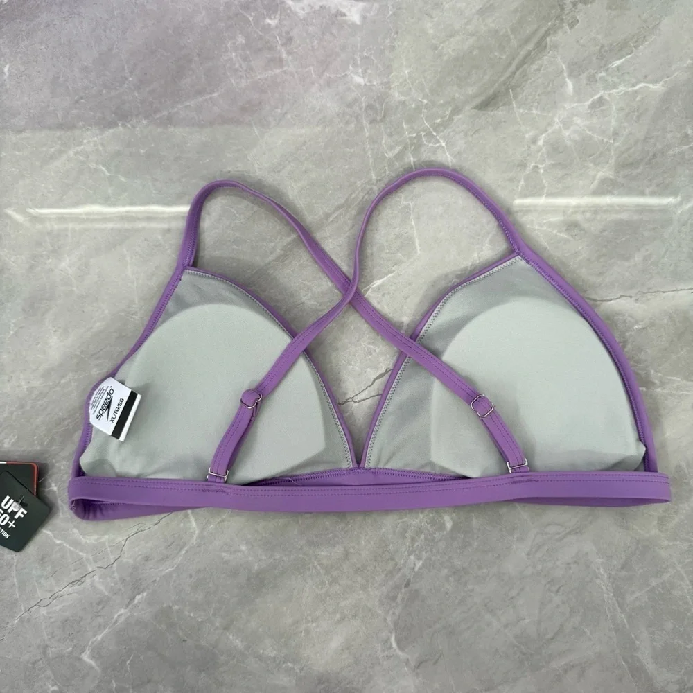 Women’s Speedo Triangle Bikini Top Adjustable Straps UPF 50+ Removable Pads XL